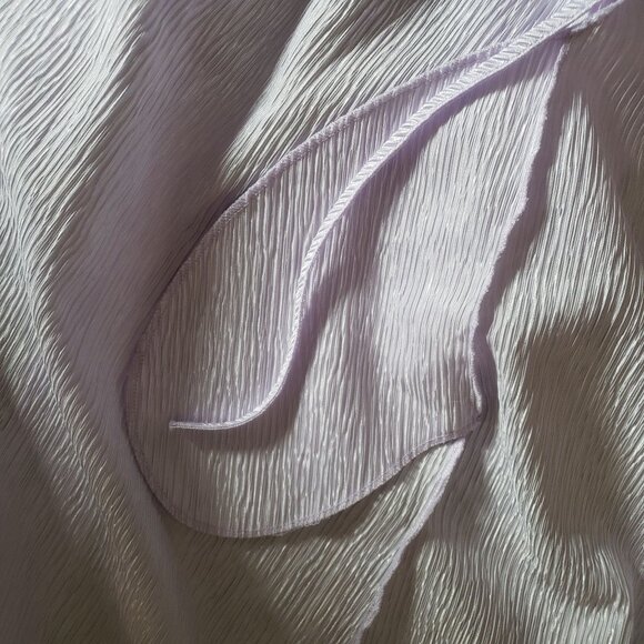 Vintage 1970s Lilac Textured Satin‎ Full Robe Lace Collar Delicate Feminine Glam - Picture 9 of 9